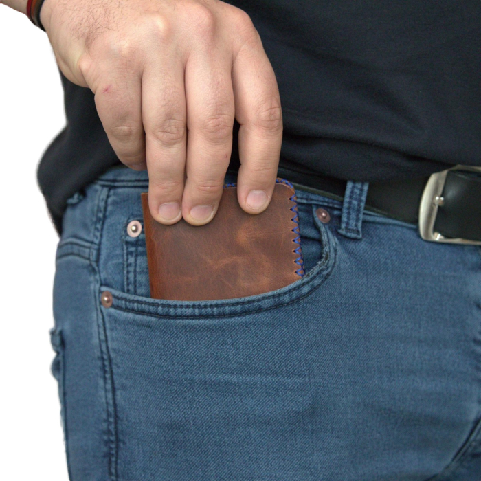 Portofel, personalizabil, din piele naturala, Jack L, Maro-roscat [9]