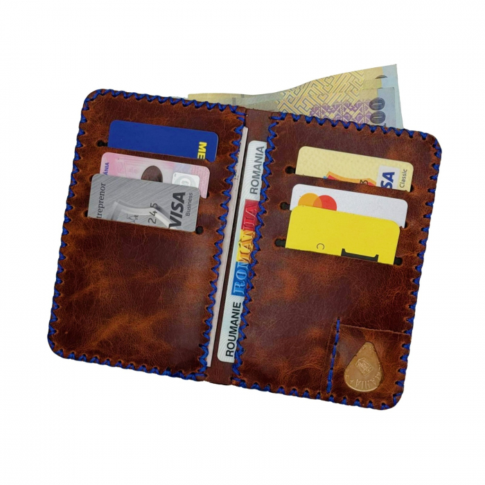 Portofel, personalizabil, din piele naturala, Jack L, Maro-roscat [6]