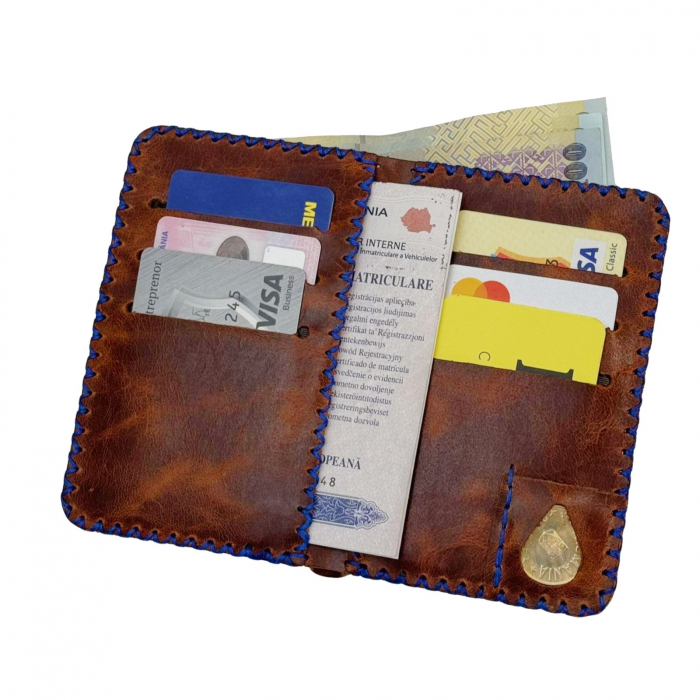 Portofel, personalizabil, din piele naturala, Jack L, Maro-roscat [7]