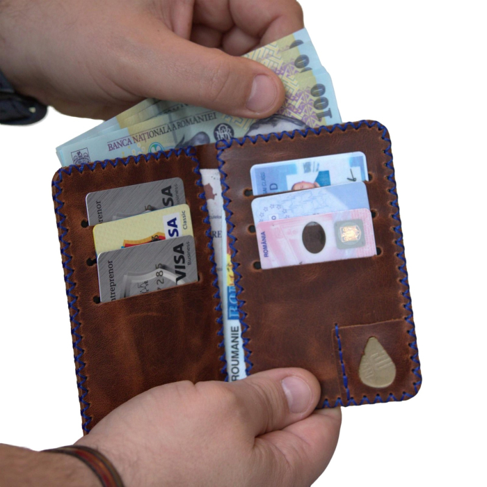 Portofel, personalizabil, din piele naturala, Jack L, Maro-roscat [2]