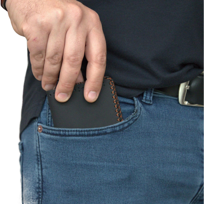 Portofel, personalizabil, din piele naturala, Jack L, Negru [10]