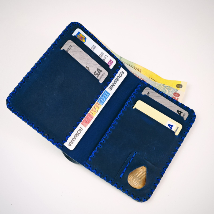 Portofel, personalizabil, din piele naturala, Jack M, Albastru [5]