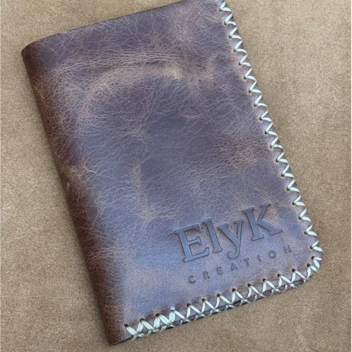 Portofel, personalizabil, din piele naturala, Jack M, Maro antichizat [4]