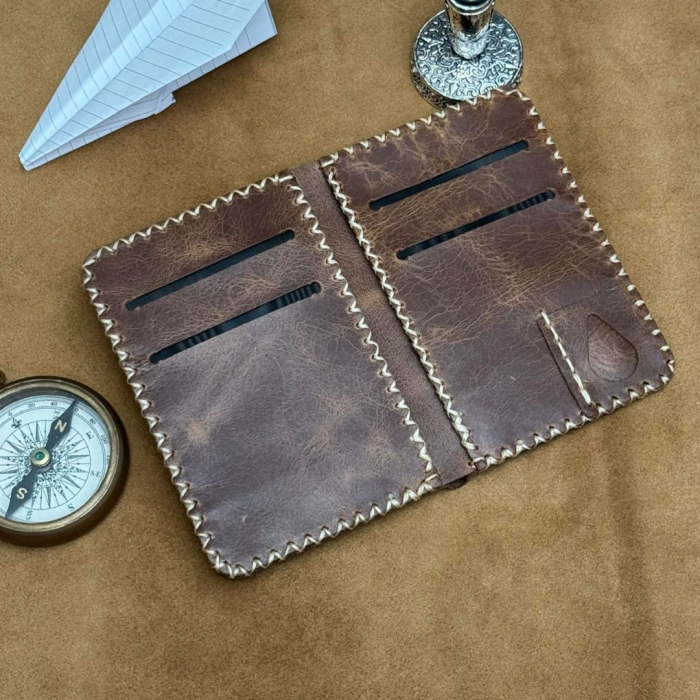 Portofel, personalizabil, din piele naturala, Jack M, Maro antichizat [6]