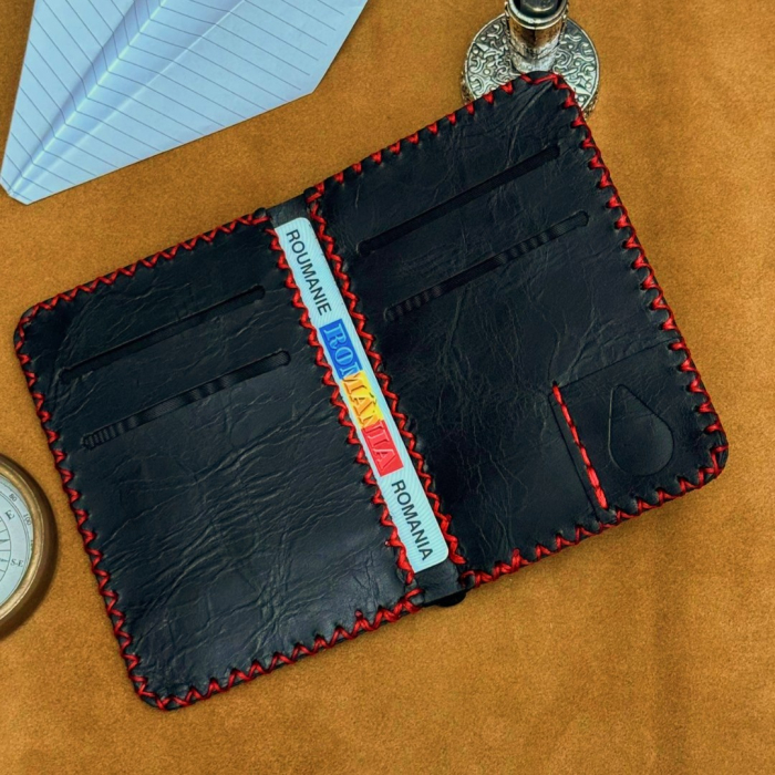 Portofel, personalizabil, din piele naturala, Jack M, Negru antichizat [7]