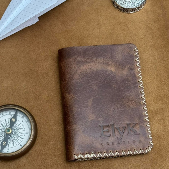 Portofel, personalizabil, din piele naturala, Jack M, Maro antichizat [2]