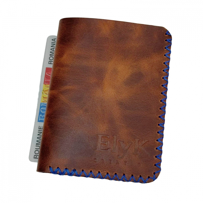 Portofel, personalizabil, din piele naturala, Jack M, Maro-roscat [6]