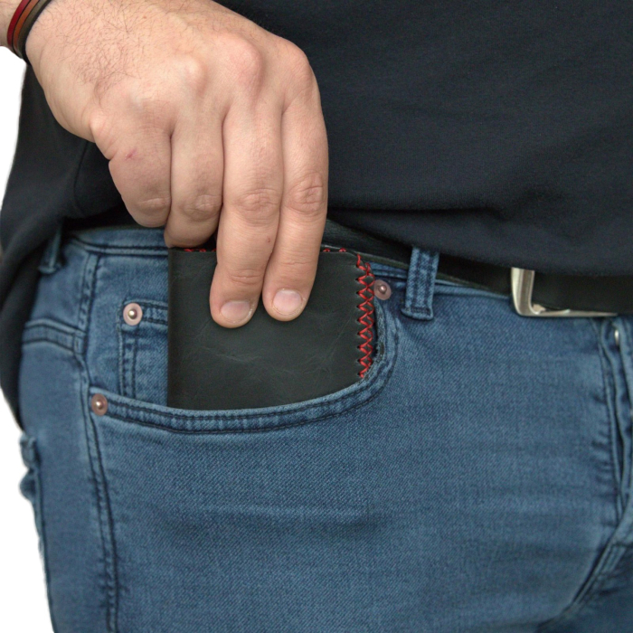 Portofel, personalizabil, din piele naturala, Jack M, Negru antichizat [10]