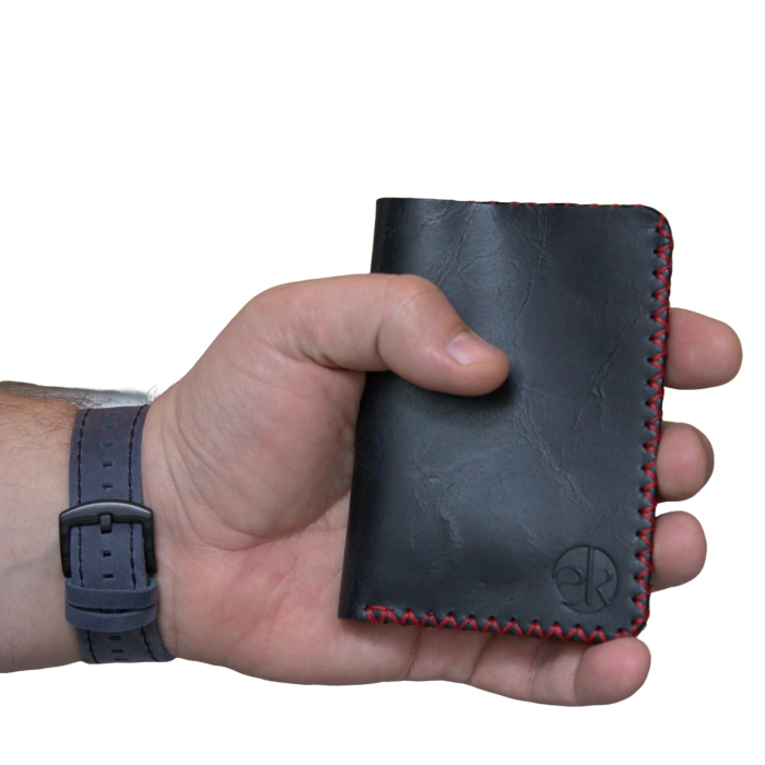 Portofel, personalizabil, din piele naturala, Jack M, Negru antichizat [3]