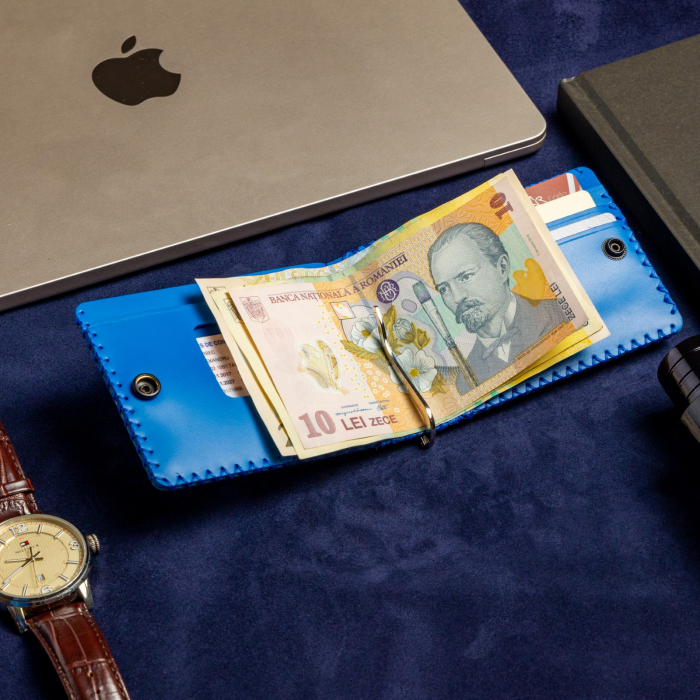 Portofel slim barbati din piele naturala, lucrat si cusut manual, Loki, handmade, Maro ( Crazy Horse ) [10]