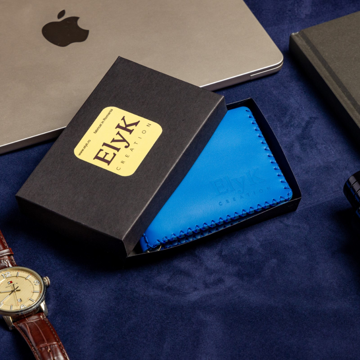 Portofel slim barbati din piele naturala, lucrat si cusut manual, Loki, handmade, Maro ( Crazy Horse ) [3]