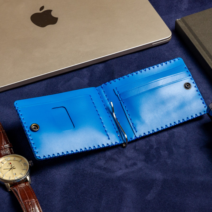 Portofel slim barbati din piele naturala, lucrat si cusut manual, Loki, handmade, Maro ( Crazy Horse ) [6]