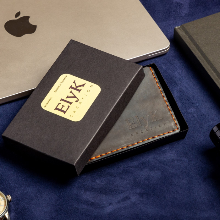 Portofel minimalist, personalizabil, din piele naturala, Loki, Maro, lucrat si cusut manual, handmade [4]