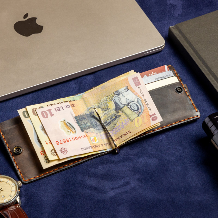 Portofel minimalist, personalizabil, din piele naturala, Loki, Maro, lucrat si cusut manual, handmade [9]