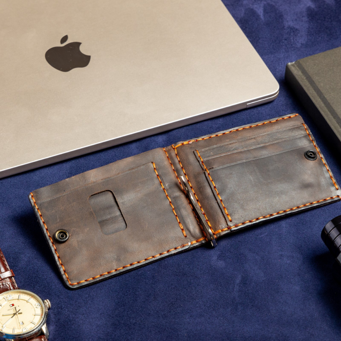 Portofel minimalist, personalizabil, din piele naturala, Loki, Maro, lucrat si cusut manual, handmade [5]