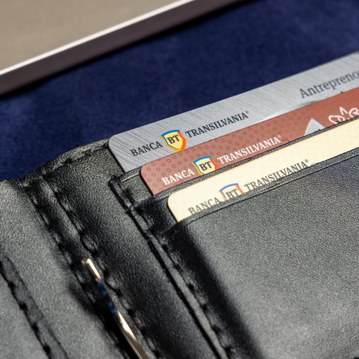 Portofel minimalist, personalizabil, din piele naturala, Loki, Negru, lucrat si cusut manual, handmade [8]