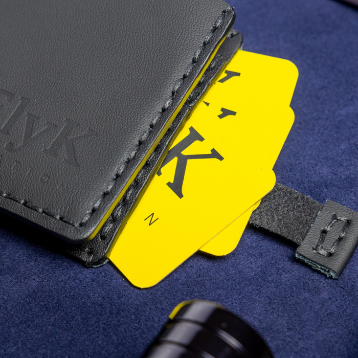Portofel slim barbati din piele naturala, lucrat si cusut manual, Loki, handmade, Negru Mat [5]