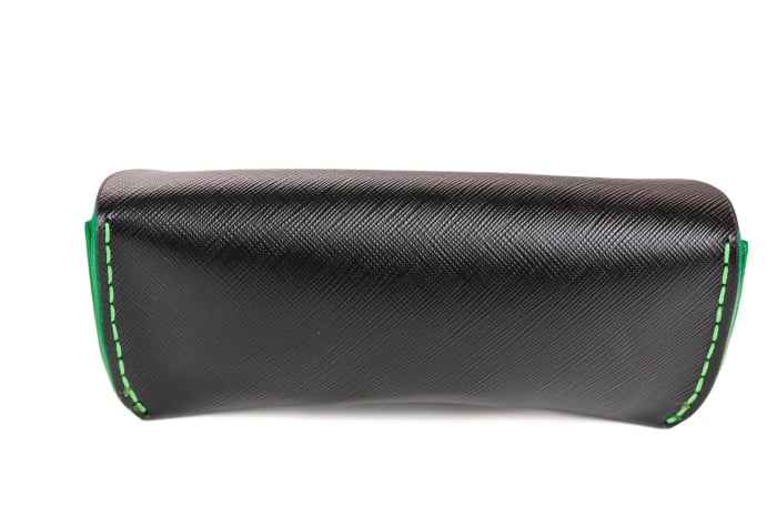 Toc / Etui ochelari din piele naturala, Clio, Negru, interior verde [7]