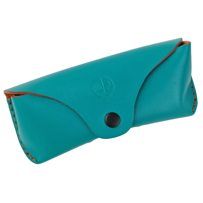 Toc / Etui ochelari din piele naturala, Clio, turcoaz [3]
