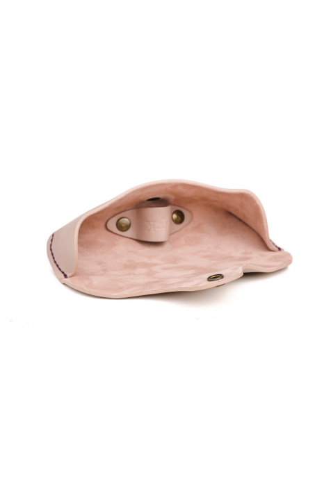 Toc / Etui ochelari soare / vedere din piele naturala, lucrat si cusut manual, Clio, Bej [7]