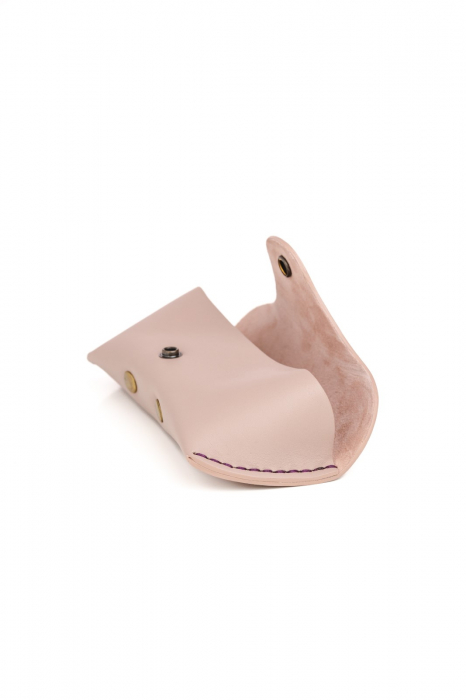 Toc / Etui ochelari soare / vedere din piele naturala, lucrat si cusut manual, Clio, Bej [6]