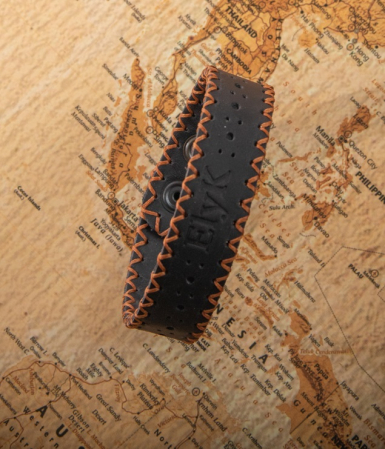 Bratara din piele naturala, lucrata si cusuta manual, Atta, Neagra [5]