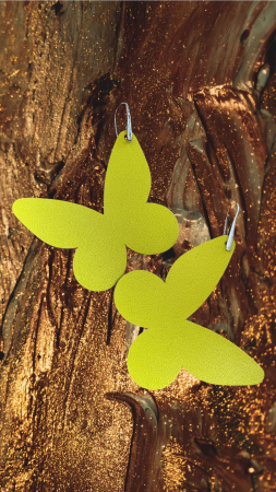 Cercei handmade din piele naturala galbeni, lucrati manual, Angy, model fluture, Produs in Romania [3]