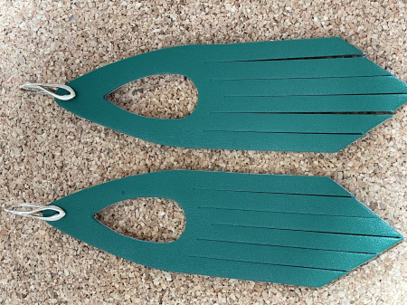 Cercei handmade din piele naturala verzi, lucrati manual, Angy, model salcie, Produs in Romania [3]