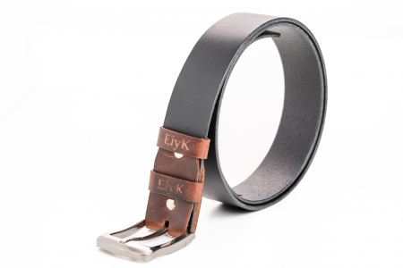 Curea din piele naturala neagra cu detalii maro 40 mm , lucrata manual, Styx, Handmade [1]