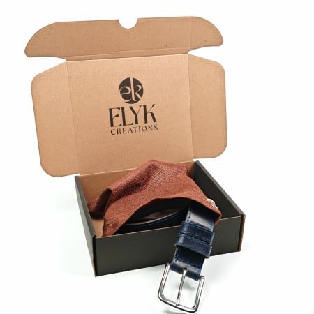 Curea din piele naturala neagra cu detalii maro 40 mm , lucrata manual, Styx, Handmade [3]