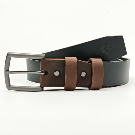 Toate produsele - Curea din piele naturala neagra cu detalii maro 40 mm , lucrata manual, Styx, Handmade