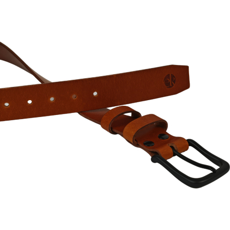 Curea piele naturala 40 mm, Leda, maro cognac, catarama solida [1]