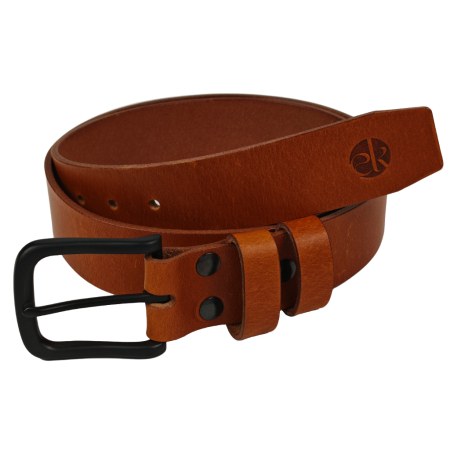 Noutati - Curea piele naturala 40 mm, Leda, maro cognac, catarama solida