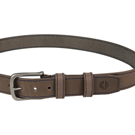 Curea piele naturala 40 mm, Styx, gri, cusutura bleumarin, catarama solida [2]