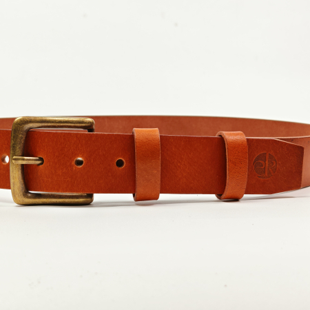 Curea piele naturala 40 mm, Leda, maro cognac, catarama solida [1]