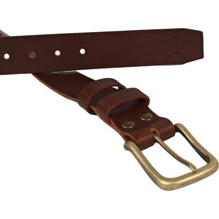 Curea piele naturala 40 mm, Leda, maro inchis, catarama solida [1]