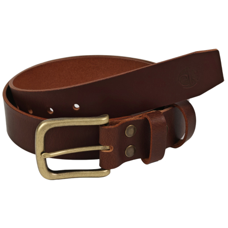 Noutati - Curea piele naturala 40 mm, Leda, maro inchis, catarama solida