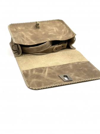 Geanta dama din piele naturala, handmade, Crem, cusuta manual, Sarah, produsa in Romania [4]