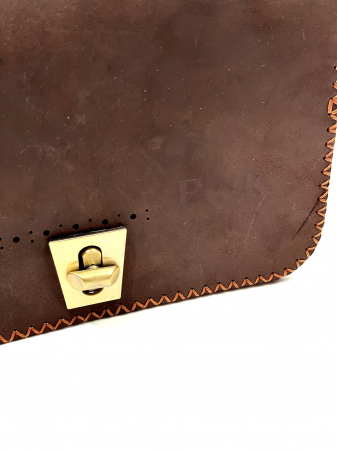 Geanta dama din piele naturala, handmade, Maro ( cusatura maro ), cusuta manual, Sarah, produsa in Romania [3]