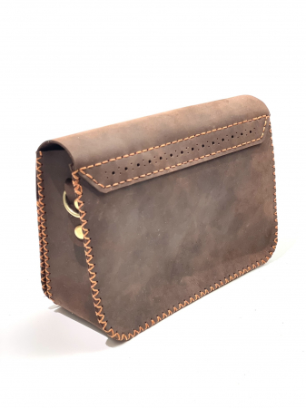 Geanta dama din piele naturala, handmade, Maro ( cusatura maro ), cusuta manual, Sarah, produsa in Romania [1]