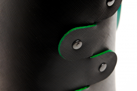 Geanta dama din piele naturala, lucrata manual, Bety, Handmade, Neagra Safiano cu detalii verzi [9]