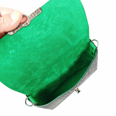 Geanta dama din piele naturala, Mony, Neagra, imprimeu Sarpe [3]