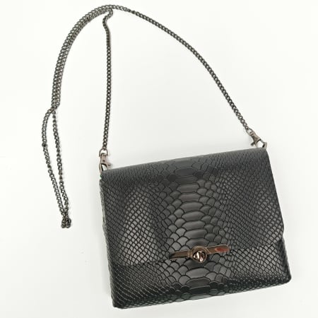 Pentru FEMEI - Geanta dama din piele naturala, Mony, Neagra, imprimeu Sarpe