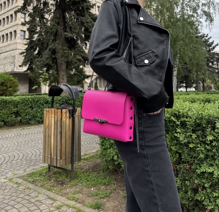 Geanta dama din piele naturala, Mony, roz [2]