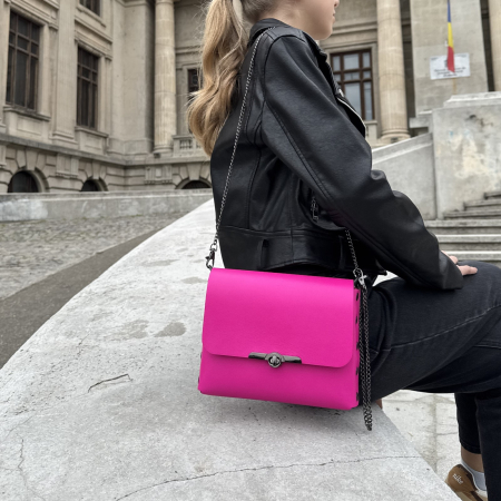 Geanta dama din piele naturala, Mony, roz [6]