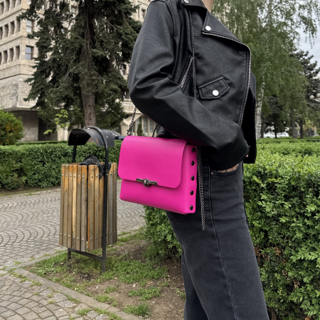 Geanta dama din piele naturala, Mony, roz [7]