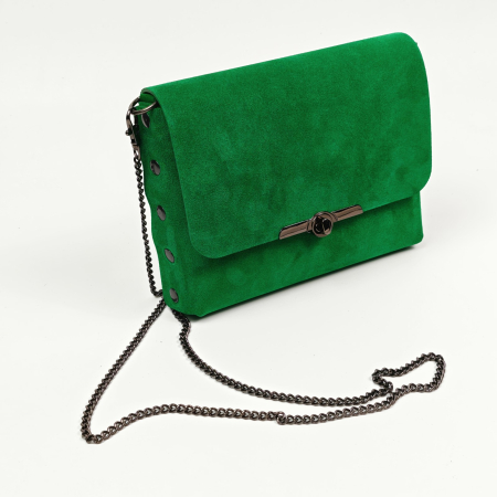 Geanta dama din piele naturala, Mony, verde, piele intoarsa [3]