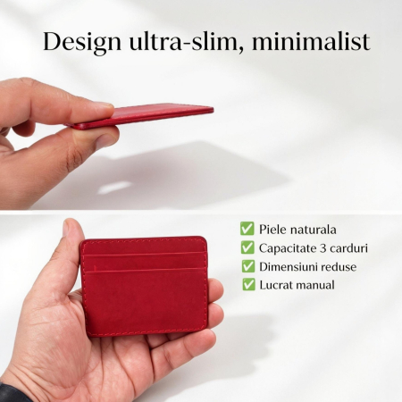 Portcard din Piele Naturala Duma Mini – Suport Minimalist 3 Carduri, Design Super Slim [1]