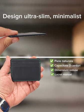 Portcard din Piele Naturala Duma Mini – Suport Minimalist 3 Carduri, Design Super Slim [2]