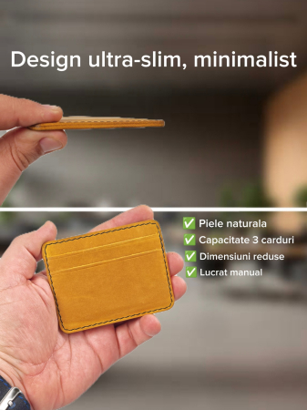 Portcard din Piele Naturala Duma Mini – Suport Minimalist 3 Carduri, Design Super Slim [3]